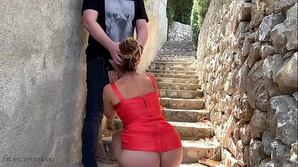 Best sexy bodycon slut - risky public fuck on stairs in the crowded city center - projectfundiary clips Videos